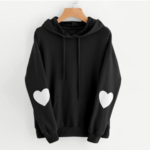 Heart Sleeved Hoodie - Black Crown Fashion