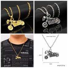 Load image into Gallery viewer, Iced Out Harley Davidson Skeleton Chain - Black Crown Fashion